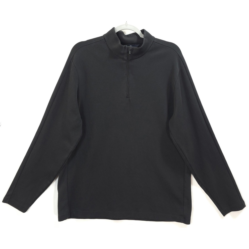 Hart Schaffner Marx Pullover Quarter Zip Ribbed Black Men L Business Casual‎